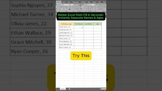 Master Excel Flash Fill in Seconds! Instantly Separate Names & Ages #excel #exceltips