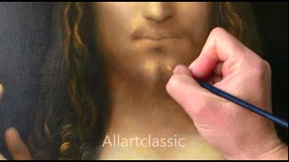 Salvator Mundi by Leonardo da Vinci-Hand Painted Reproduction (Authentic View)