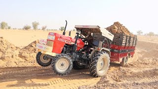 Swaraj 855 FE Tractor Trolley Full Weight Loaded Tractor Stopped While Climbing