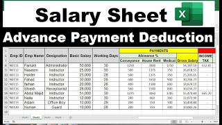 salary sheet in excel with formula | salary sheet sample