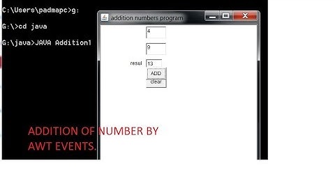 java awt program Addition of two number and clear text