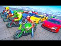GTA V Super Ramps Challenge Motorcycles, Cars with Team SpiderMan #968
