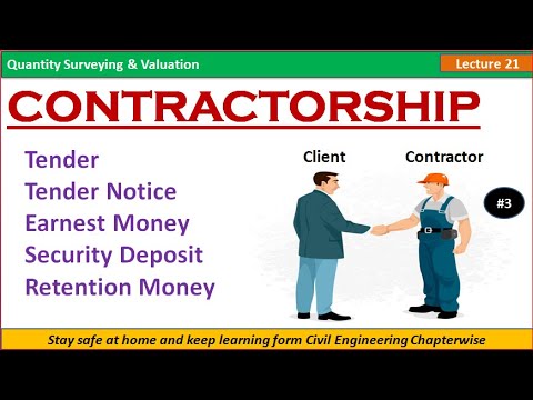What is a Tender / Tender Notice / Earnest Money / Security Deposit / Retention Money