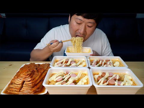 러시아에서 유행한다는 도시락에 마요네즈 소세지~ (<strong>Instant</strong> noodles <strong>with</strong> mayonnaise)요리&amp;<strong>amp</strong>;먹방! - Mukbang eating show