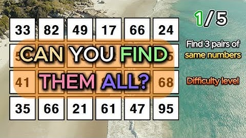 GENIUS CAN FIND ALL! Find 3 pairs of identical numbers/Dementia Prevention Quizzes/Tests.193