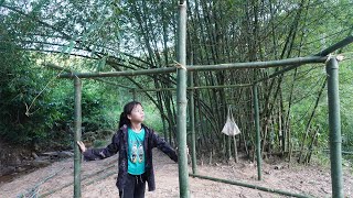 Orphan Life - Build bamboo shelter, harvesting and erecting bamboo poles - Survival alone Homeless