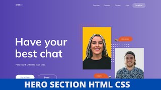 Create Hero section with Html and Css  - Simple Hero section