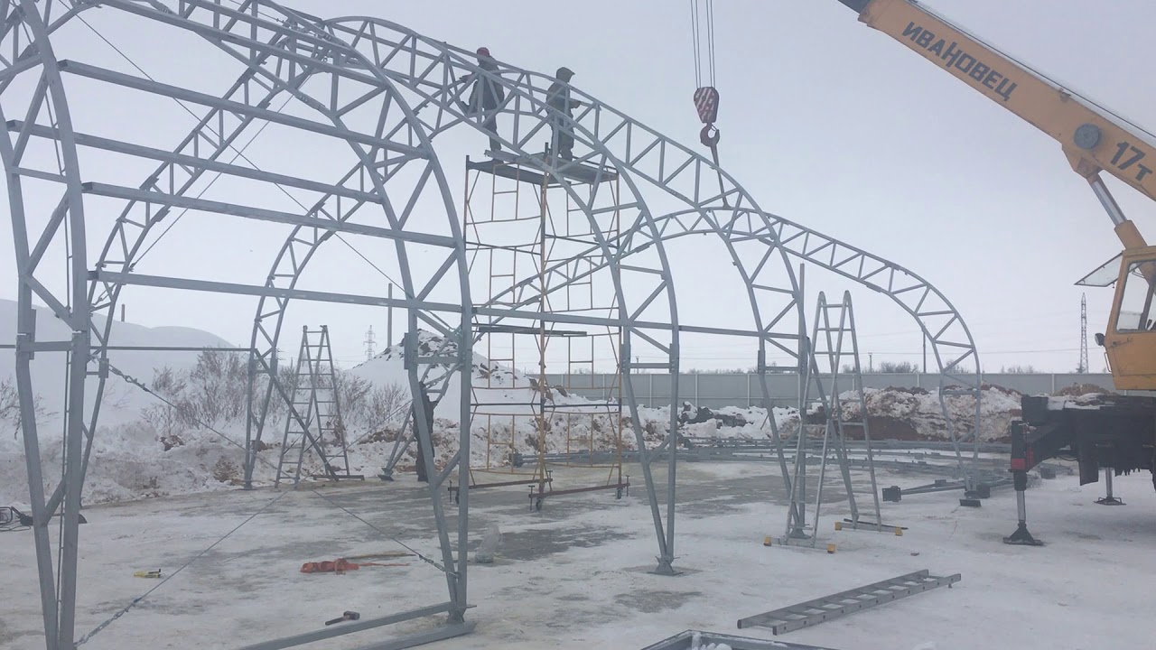 Тентовые ангары-монтаж компания Изапром - YouTube