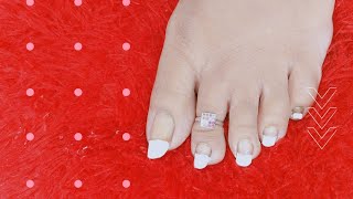 #7 French pedicure toe nail art at home