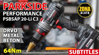 Parkside PSBSAP 20-Li C3 64Nm Performance Aku Busilica za Beton, Drvo i Metal