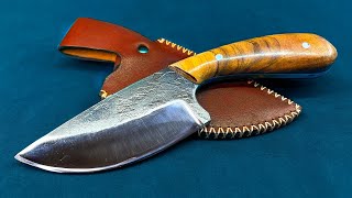 Making a sharp walnut handled knife from durable metall