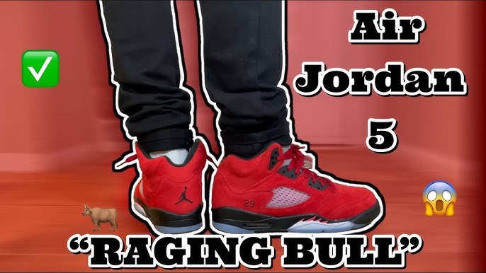 jordan 5 raging bull on small feet｜TikTok Search