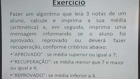 Aula 04 - Algoritmo de estrutura condicional encadeada