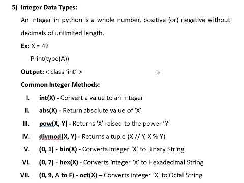 Integer Data Types of full video in python...