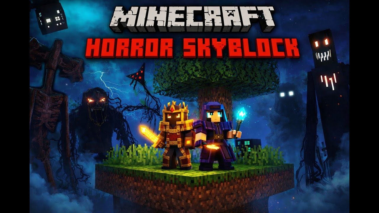 2 Noobs Add EVERY Minecraft Horror Mod to Skyblock (Full Movie)