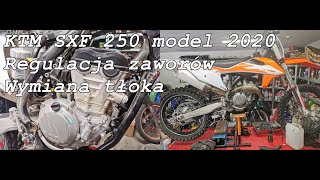 KTM SXF 250 model 2020. Regulacja zaworów, wymiana tłoka, sprzęgła, napędu. Część pierwsza.