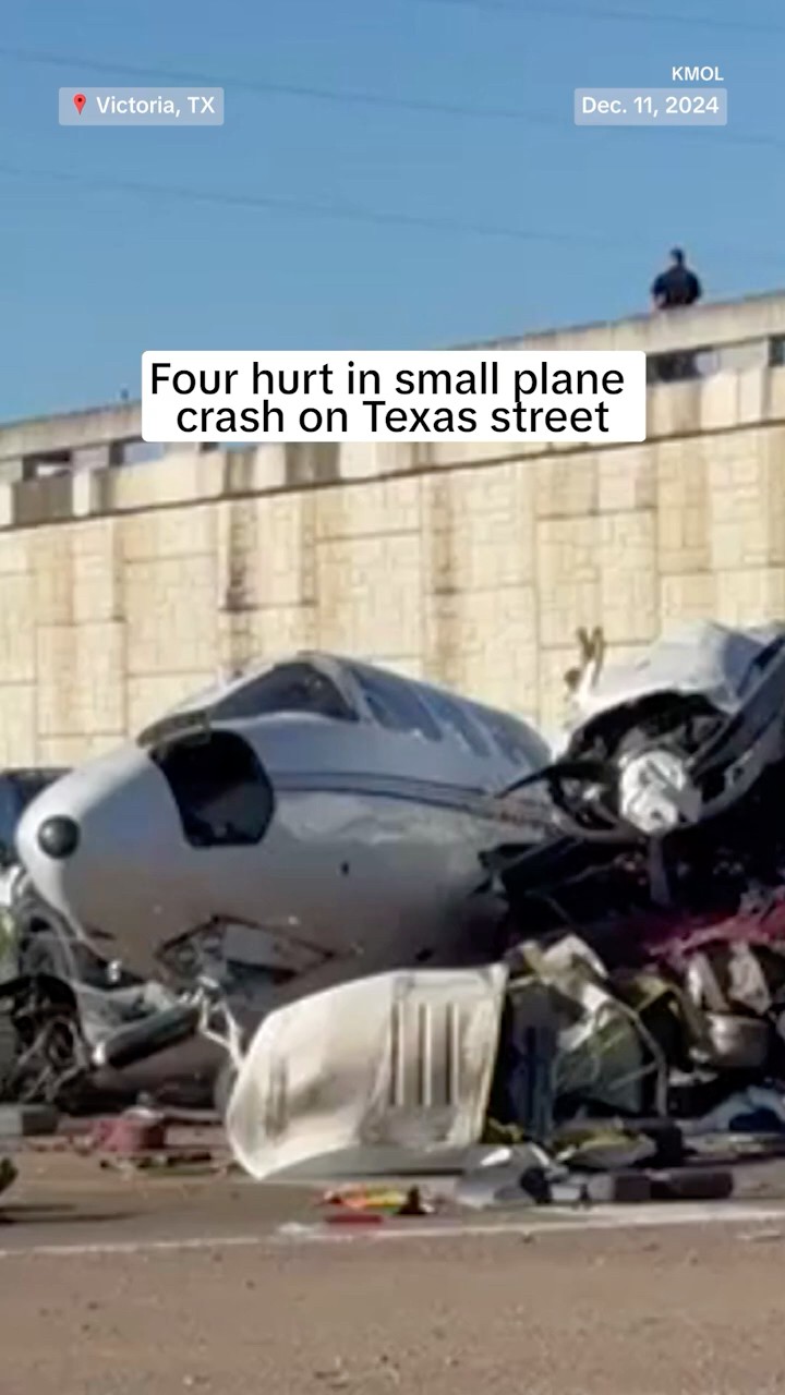 Four hurt in small plane crash on Texas street