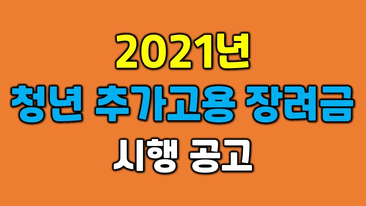 청년추가고용장려금 2022 2021년 청년추가고용장려금 지원사업 시행공고