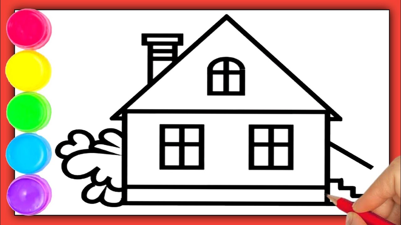 How to draw a House for Kids | Cottage House Easy Draw Tutorial - YouTube