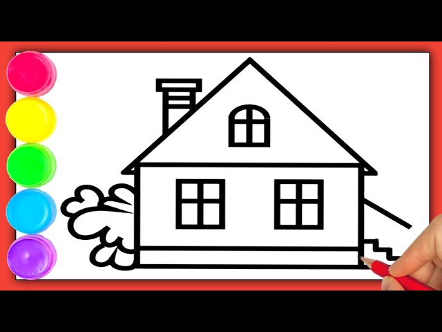 Premium Vector | Kids drawing home and garden illustration coloring