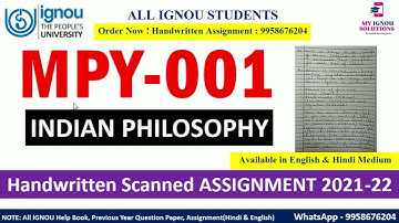 MPY 001 Handwritten Assignment 2021-22 | Indian Philosophy | IGNOU Solved Assignment 2021-22