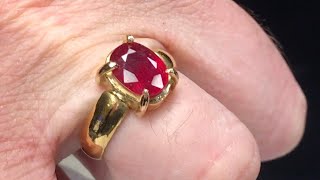 24k Gold Pendant to Ring (Red Ruby)
