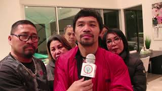 Pacquiao returns home after victory fight, says Mayweather "should stay retired"