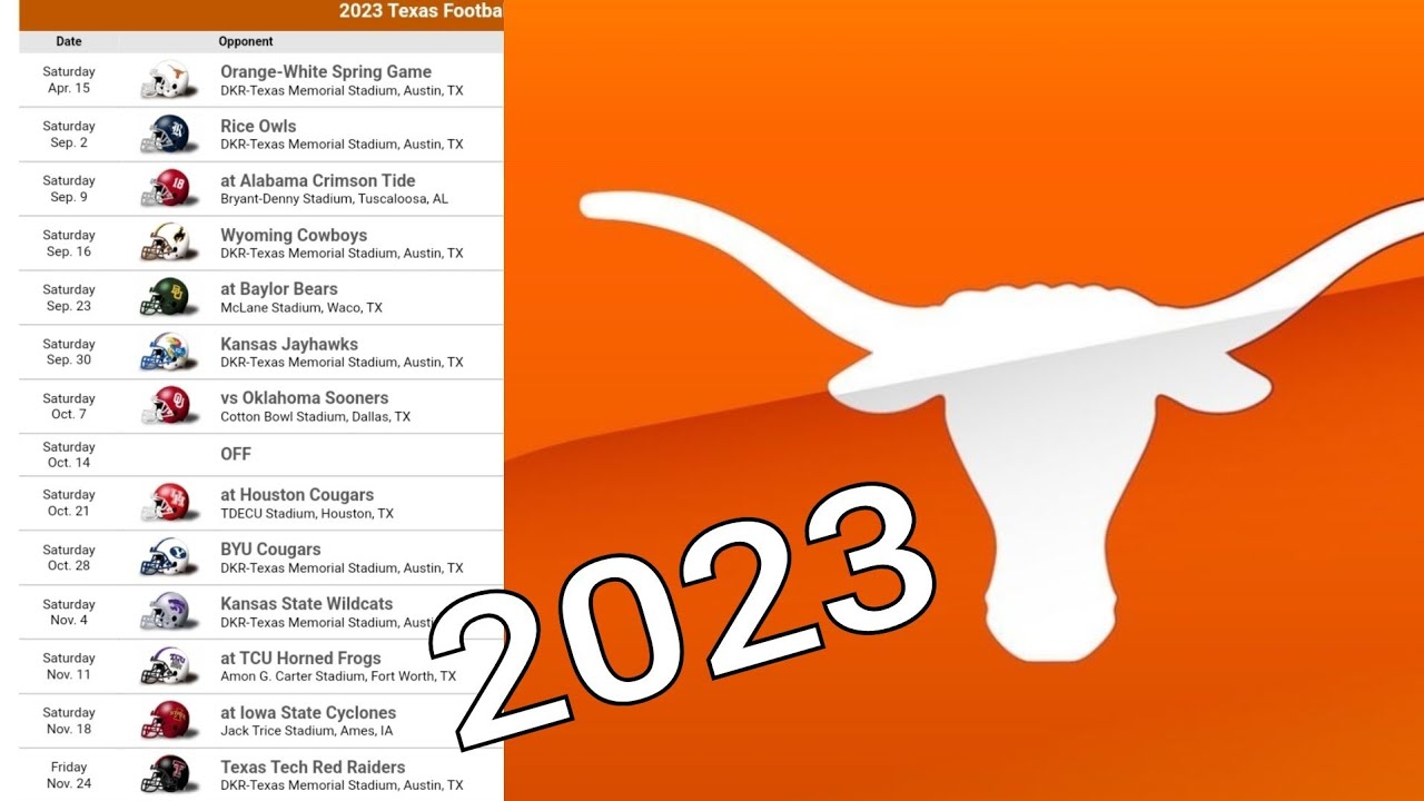 Texas Longhorns 2023 College Football Schedule Preview YouTube