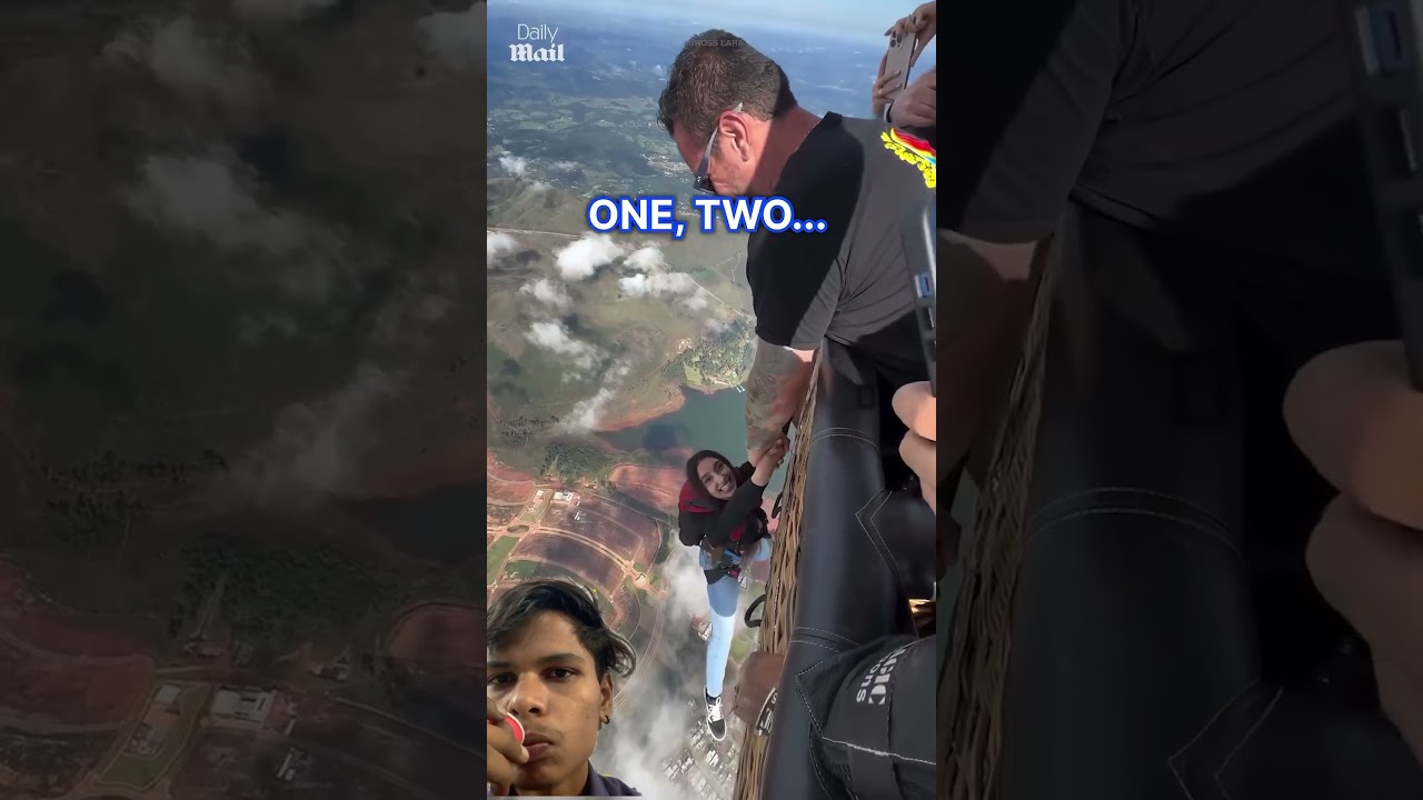 Woman has second thoughts going sky diving for the first time