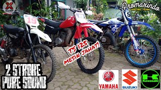 2 stroke sound || adu suara trail 2 tak super garing || Kawasaki ninja vs TS125 vs F1z