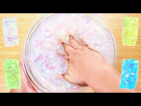 【DIY】掴めない物体の中身を使って超巨大キラキラたぷたぷスライム作ってみた【slime ASMR】