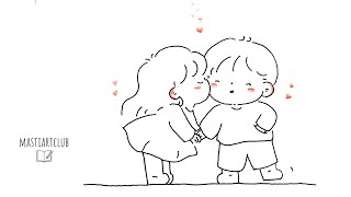 How to Draw a Cute Couple Step-by-Step | Easy cute chibi couple drawing | easy Drawing Tutorial