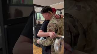 Senior Airman delivers special surprise homecoming to waitress mom | Militarykind #shorts