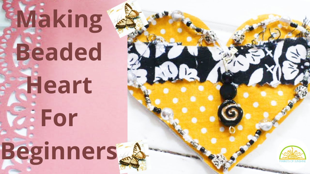 How To Sew Beads Onto Fabric Junk Journal Beaded Heart Embellishments