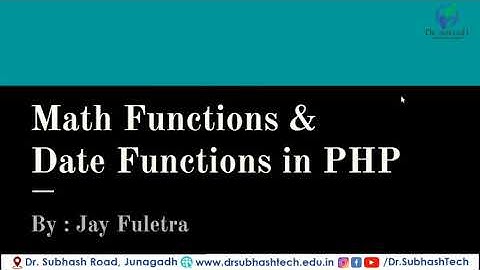DWPD : Maths Functions & Date Functions in PHP | Lecture 12 | in Gujarati | By Jay Fuletra
