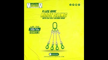 Four Leg Steel Wire Rope Sling With Eye Self Locking Hook