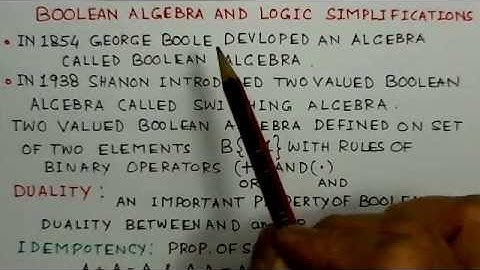 Boolean Algebra and Logic Simplifications-A conceptual Video Lecture