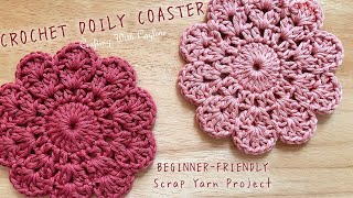 VERY EASY Crochet Doily Coaster | Beginner Friendly Scrap Yarn Crochet Project screenshot 2