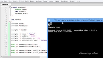 042  Accessing C++ Nested Structure Members using Arrow Operator   CPP Programming Video Tutorial
