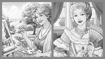 Color By Number Women in Elegant Dress and Female Painter Zen Color App Collection #coloringbook