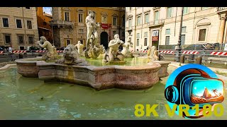 ROME Piazza Navona Part 2 Angels &amp; Demons Movie by Dan Brown WATER 8K 4K VR180 3D Travel