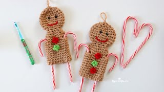 Crochet Candy Cane Gingerbread Man