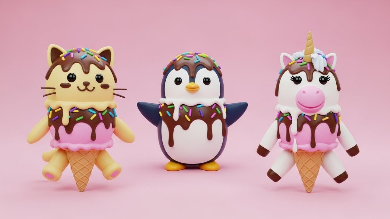 Ice Cream Doodles 🍦🎨 | Fun 3D Cartoon Nursery Rhyme for Kids