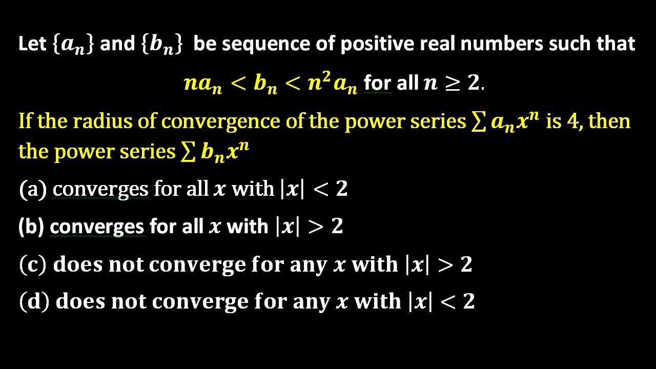 IIT Jam MA 2019 | Convergence of Sequence  and Series 