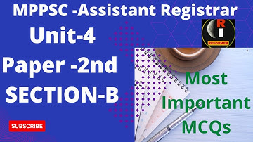 MPPSC Assistant Registrar (Unit-4) Most imp.Questions #mppsc@Reformer