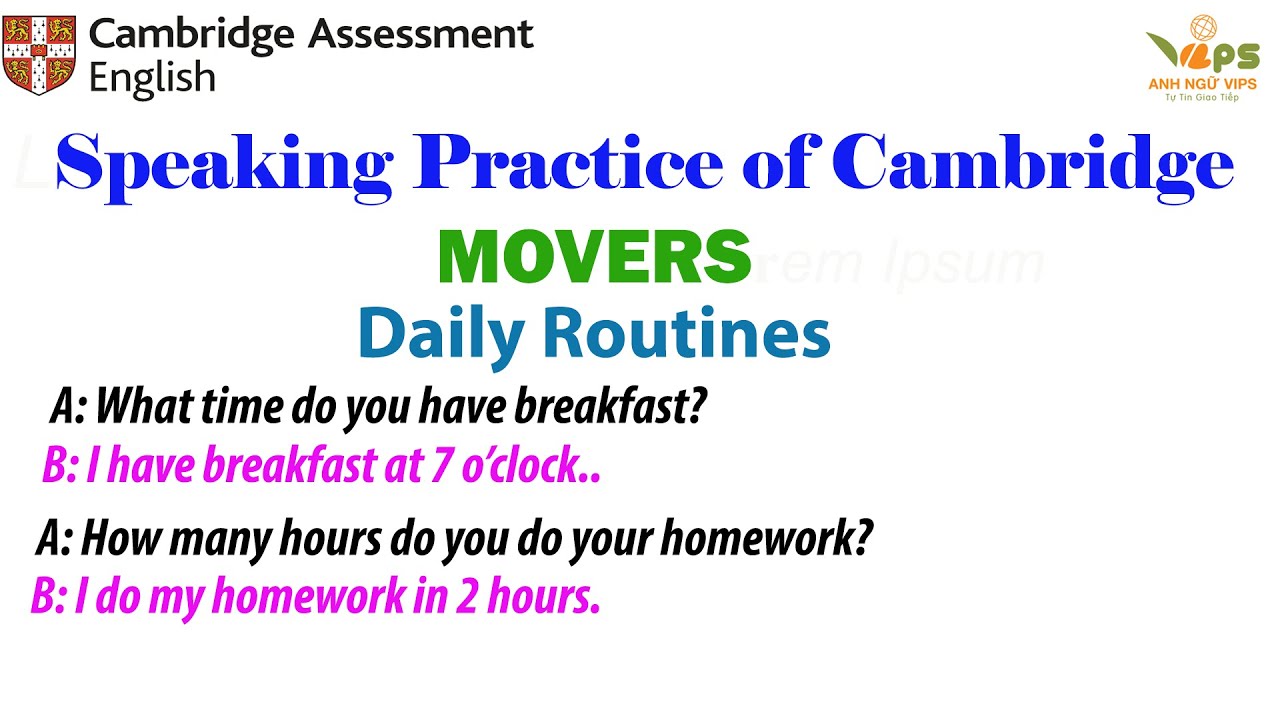 Speaking Practice - MOVERS - Daily Routines - YouTube