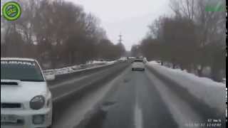 Russian subaru overtakes a car in the snow #THUGLIVE version