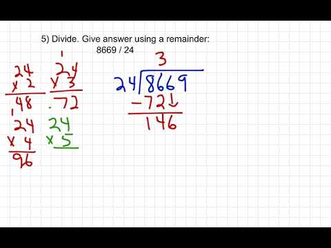 #5 Divide Whole Numbers. Give answer using a remainder. - YouTube