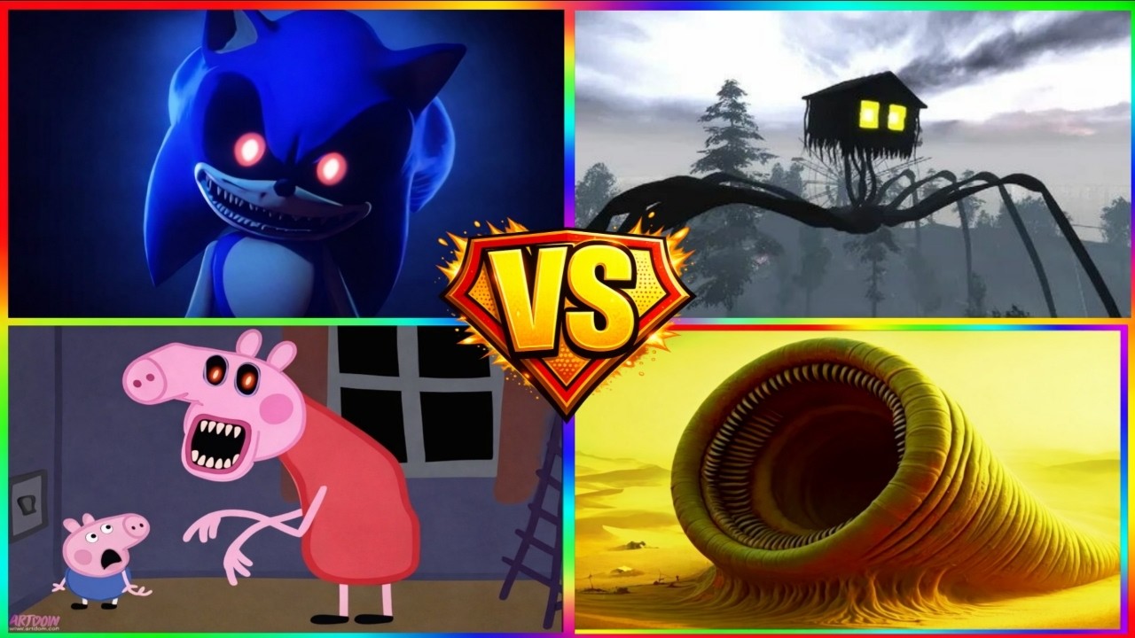 SONIC.EXE 🆚 CARTOON WORM 🆚 PEPPA PIG.EXE 🆚 SPIDER HOUSE - Tiles Hop EDM Rush 🎶