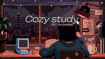 4 HOURS STUDY GIRL - Cozy lofi music and rain in background